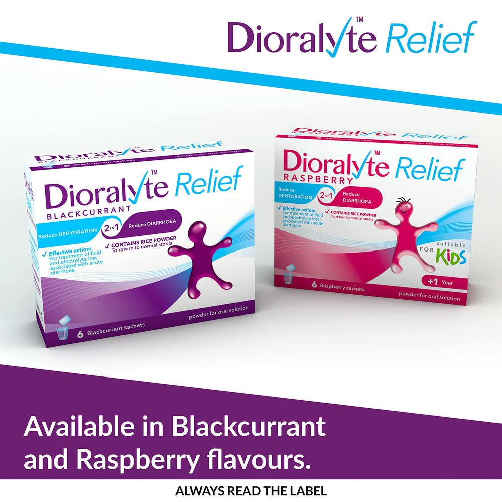 Dioralyte Relief Raspberry prepared drink in a glass.
