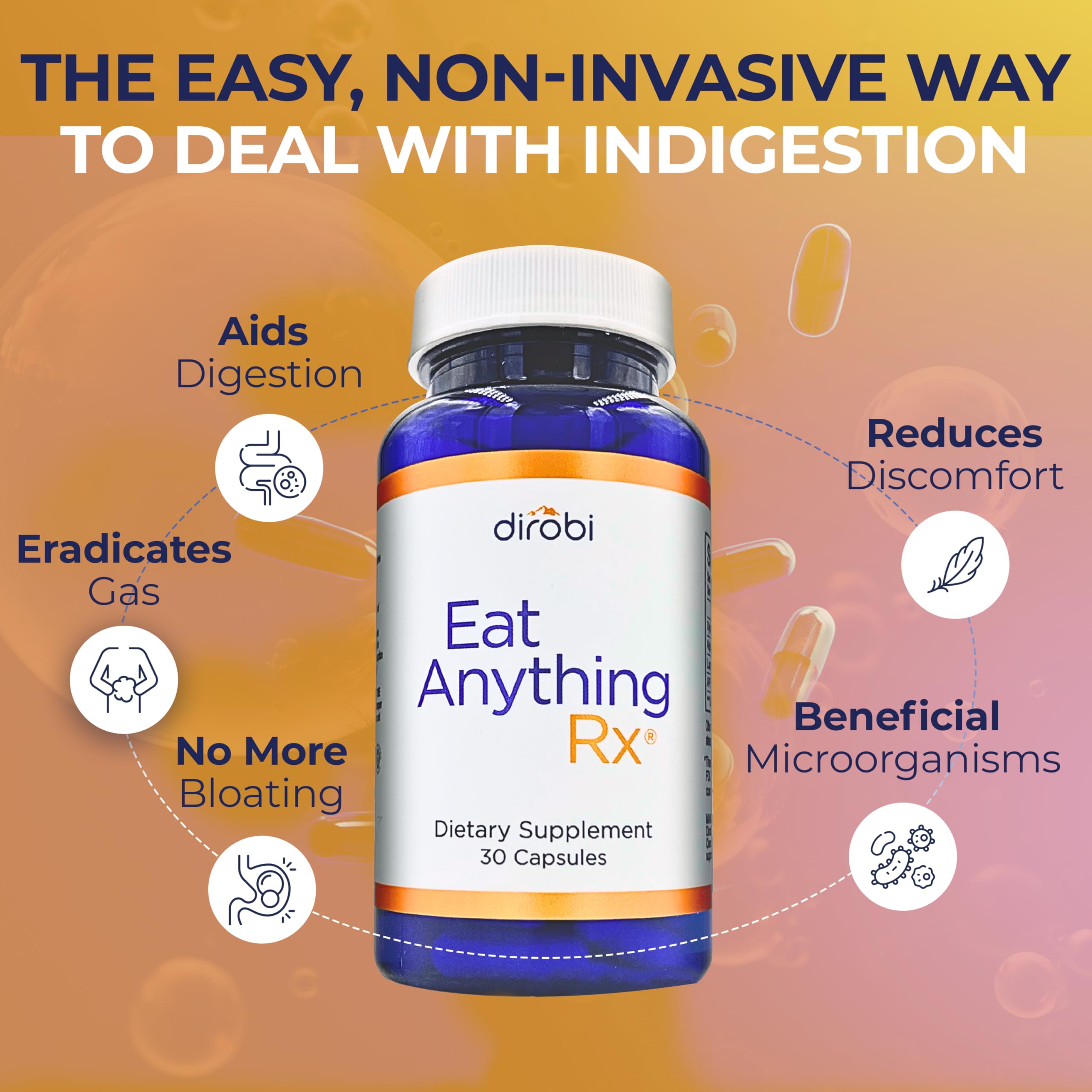 Dirobi Eat Anything supplement pour showing quick-use serving.