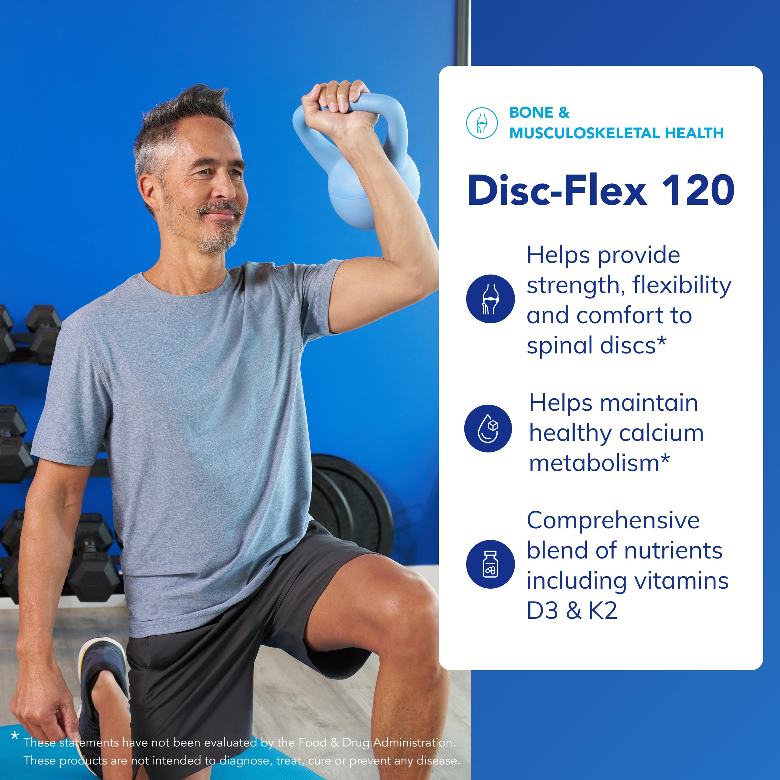 Disc-Flex label close-up highlighting purity and allergen-free formulation.