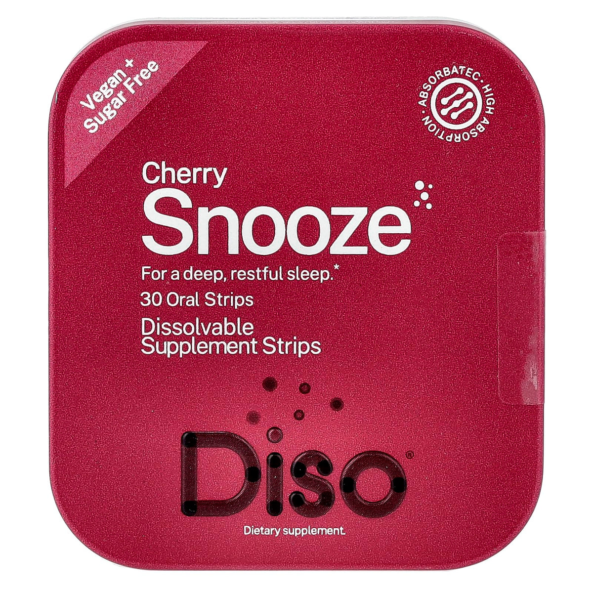DISO Snooze strip packaging for convenient, travel-friendly sleep support.