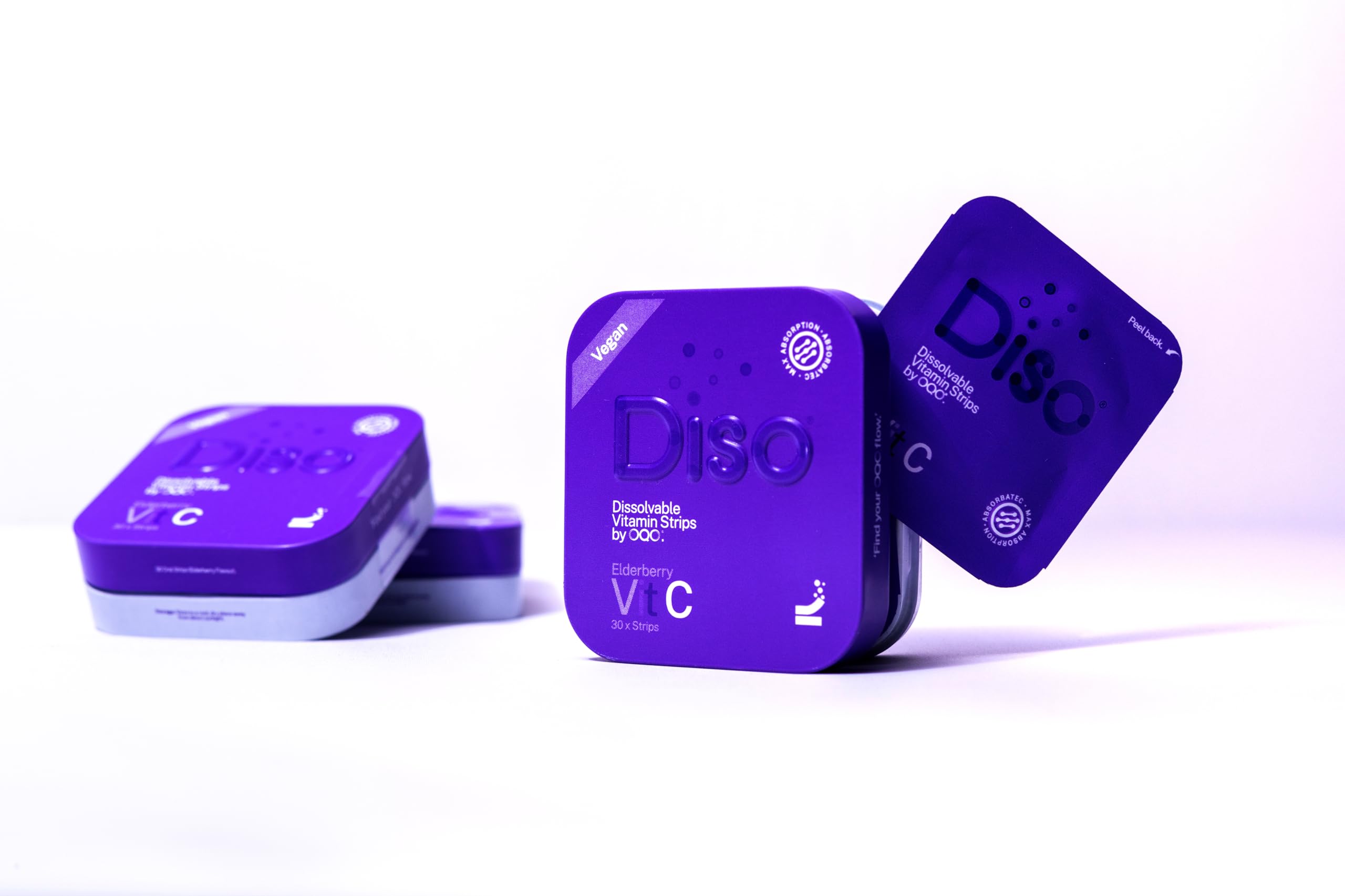 DISO Vitamin C strips travel pack highlights portability and no-water use