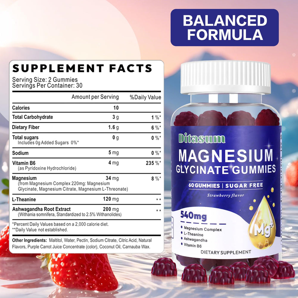 Ditasum Gummies bottle back shows vegan formula and GMP-quality assurance.
