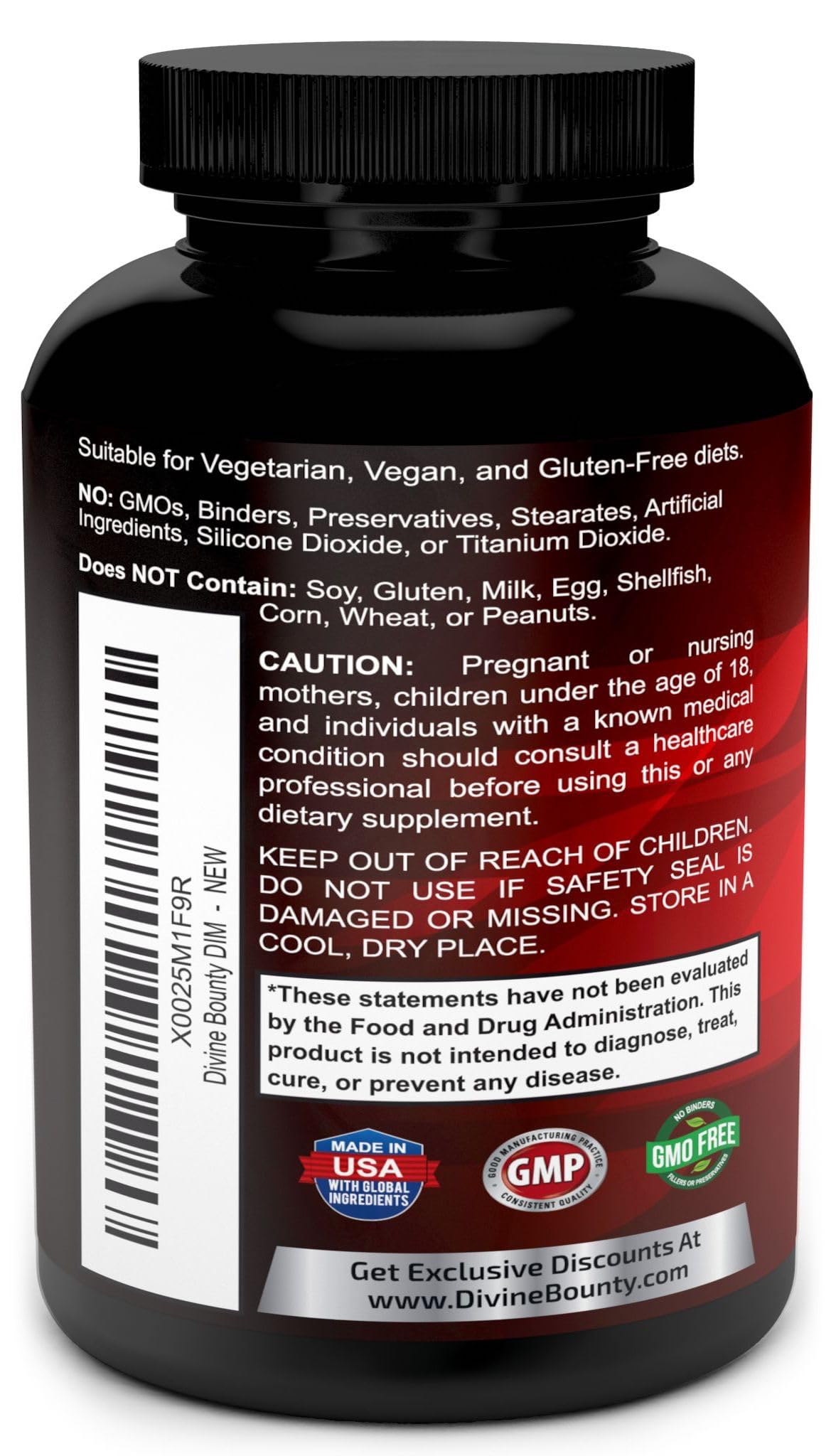 Divine Bounty D3 BioPerine label highlights absorption-boosting ingredients.
