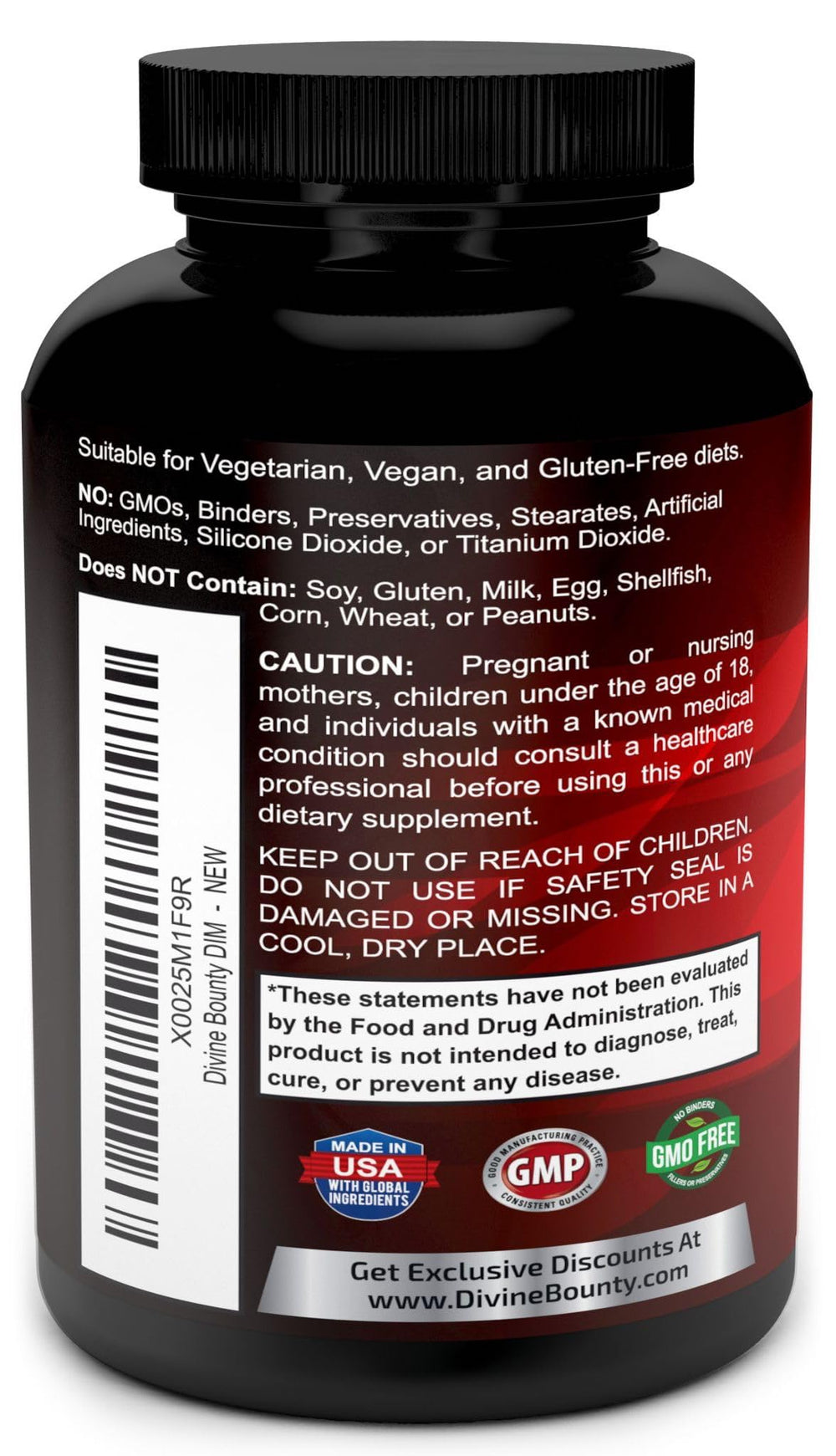 Divine Bounty D3 BioPerine label highlights absorption-boosting ingredients.