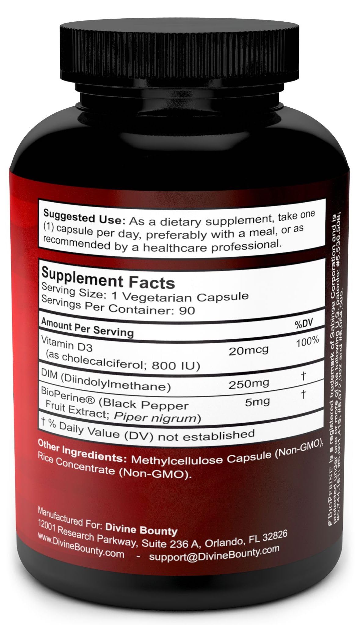 Divine Bounty DIM 250mg capsules ready for daily routine.