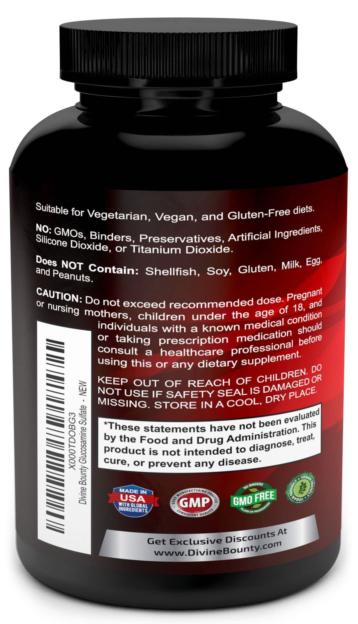 Divine Bounty vegetarian capsules close-up on clean formula.