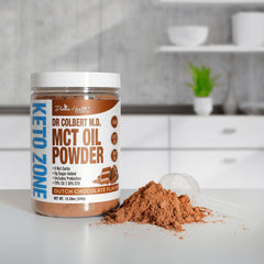 Divine Health Keto Zone MCT Powder pour in cup demonstrates easy on-the-go use