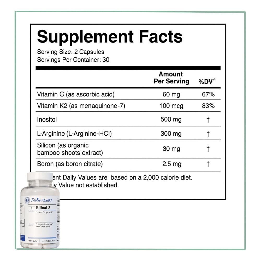 Divine Health Silical 2 bottle showing calcium and magnesium blend for bone health