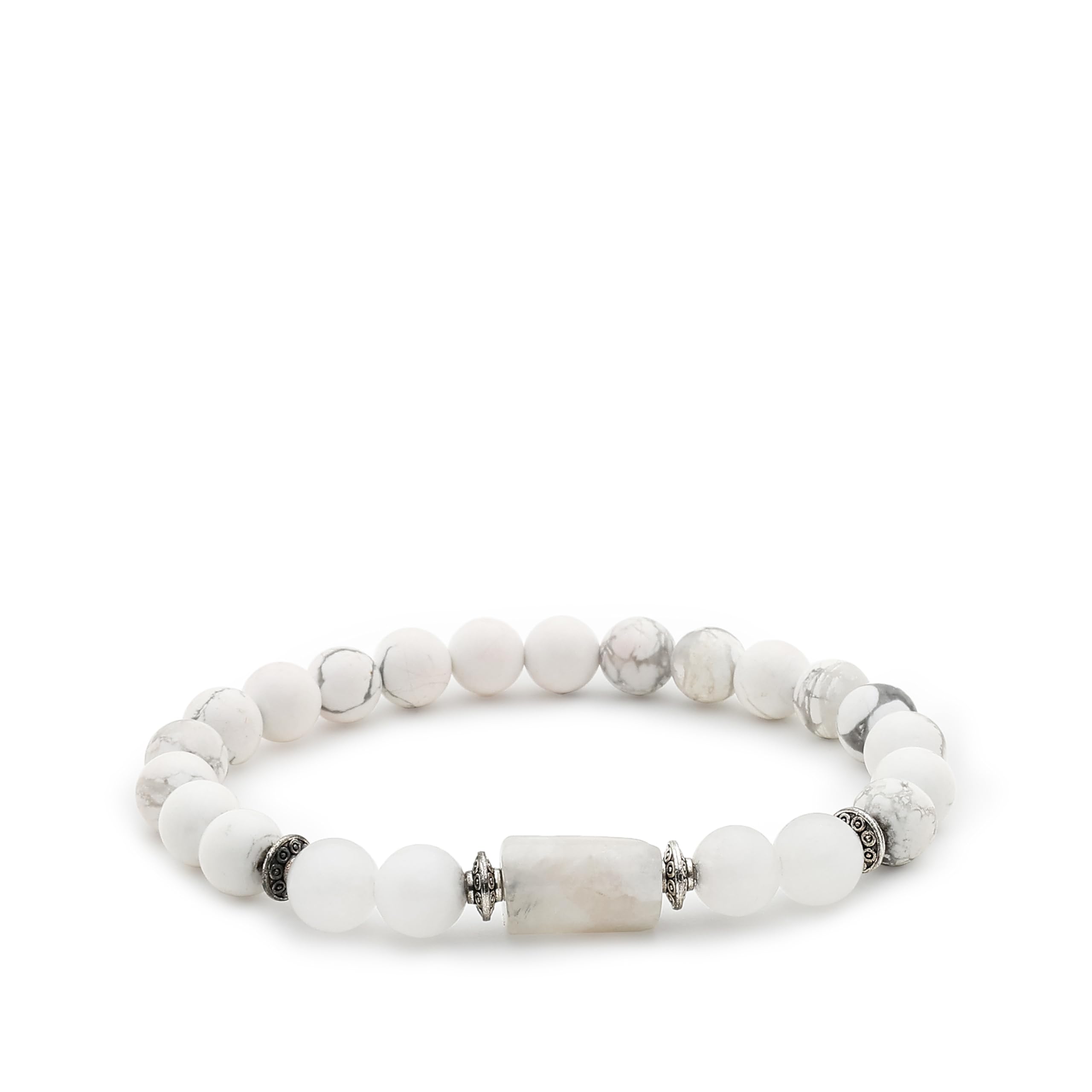 Divine Hindu Howlite bracelet for Cancer (Karka Rashi) close-up showing calming energy