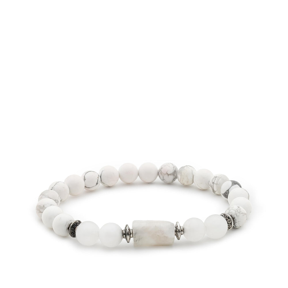 Divine Hindu Howlite bracelet for Cancer (Karka Rashi) close-up showing calming energy