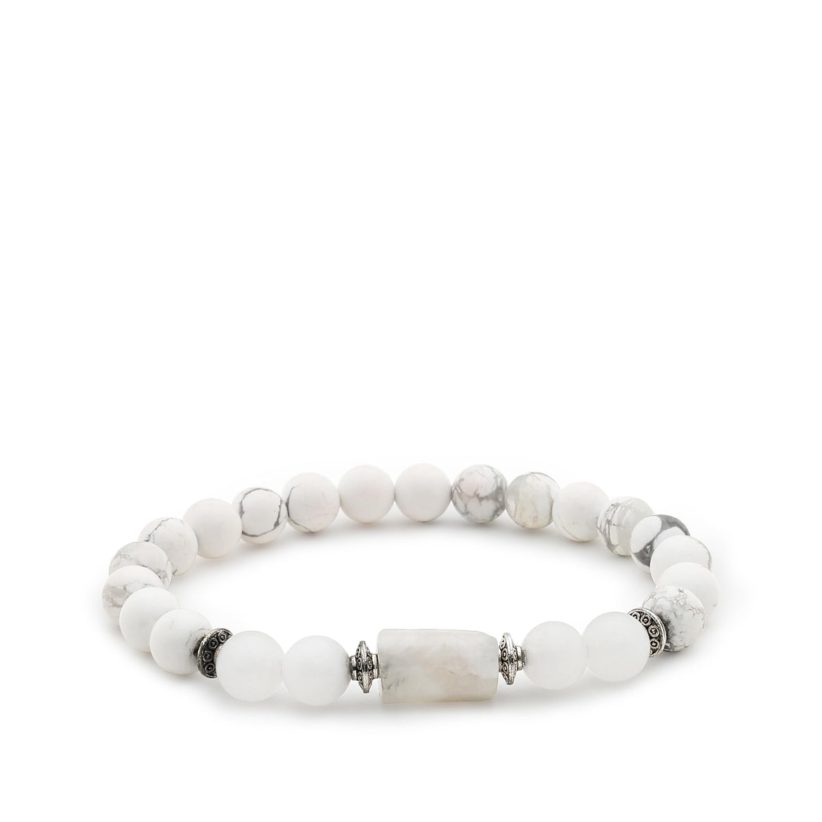 Divine Hindu Howlite bracelet for Cancer (Karka Rashi) close-up showing calming energy