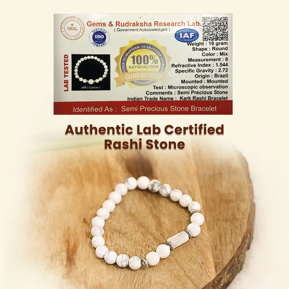 Divine Hindu Howlite bracelet close-up reveals natural stone texture and authenticity