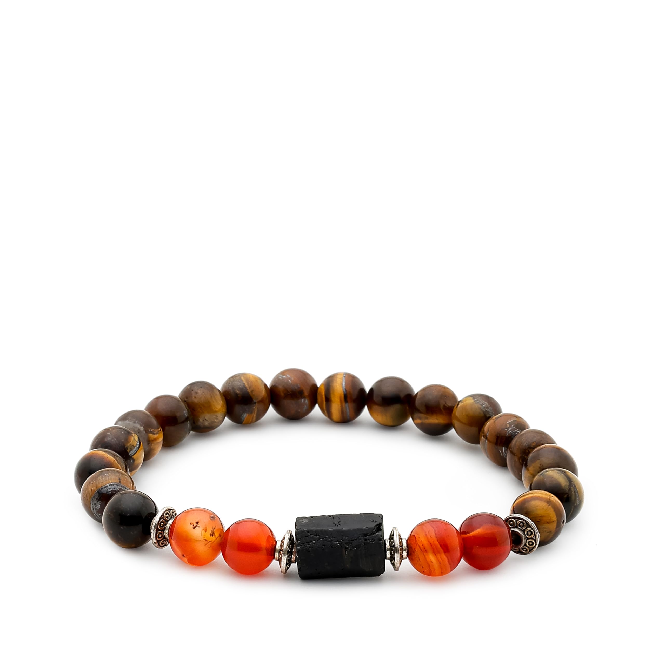 Divine Hindu Tiger Eye Bracelet Leo close-up illustrates focus and confidence during meditation.