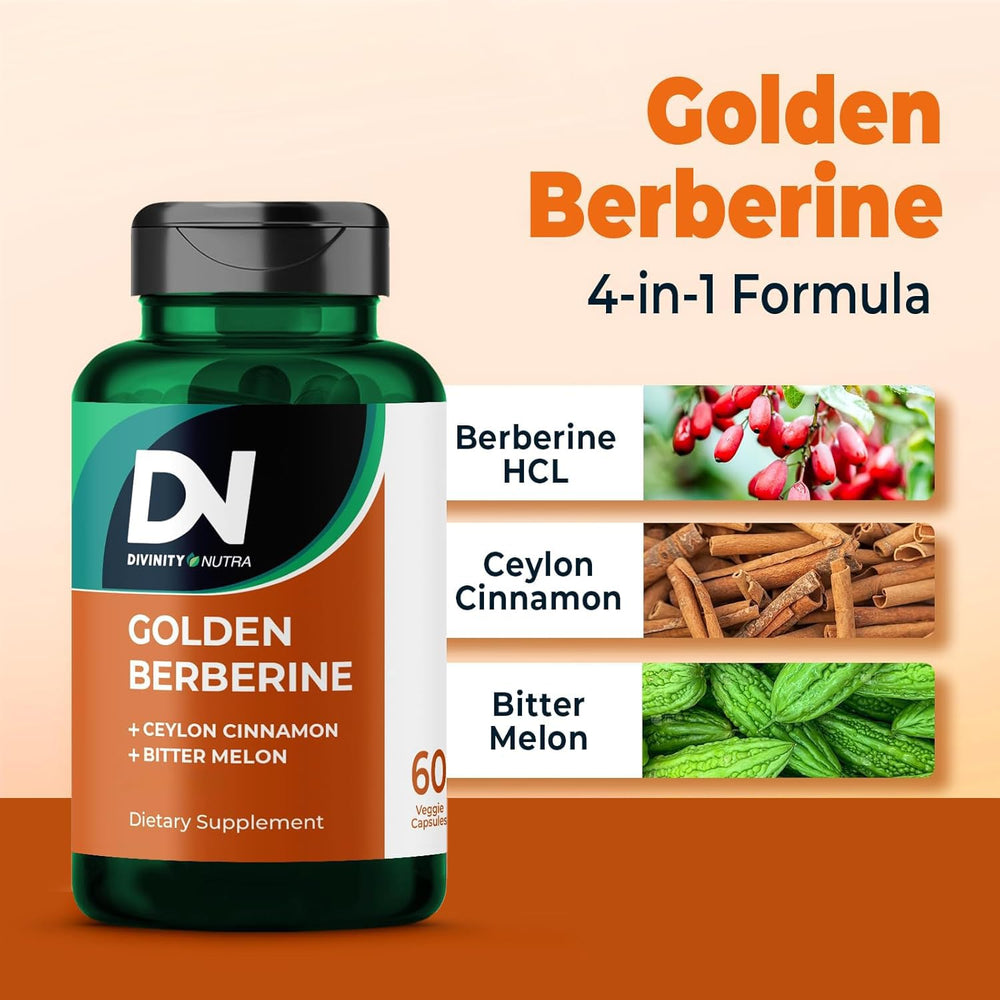 Divinity Nutra Berberine ingredients blend with bitter melon and cinnamon
