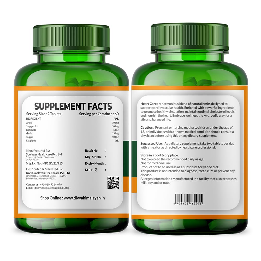 Close-up of Divya Himalayan Heart Care tablets for everyday use
