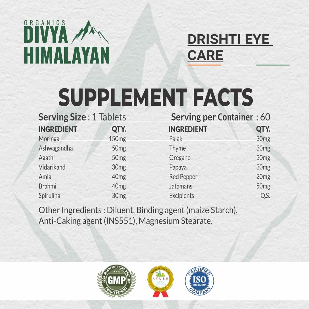 Divya Himalayan seniors eye health pack featuring 60 tablets for adults over 50