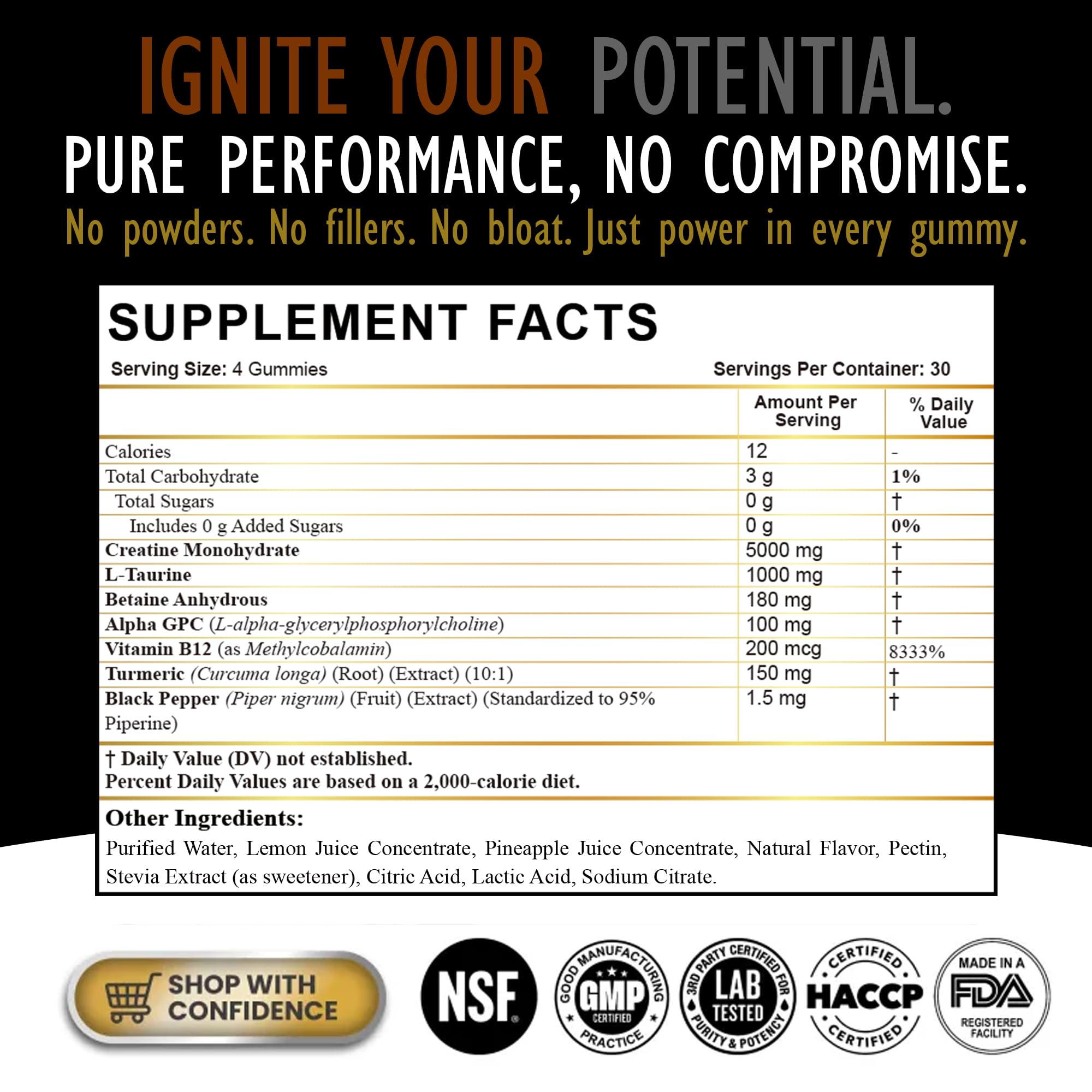DLNIA Creatine Gummies closeup – sugar-free gummies for workouts.