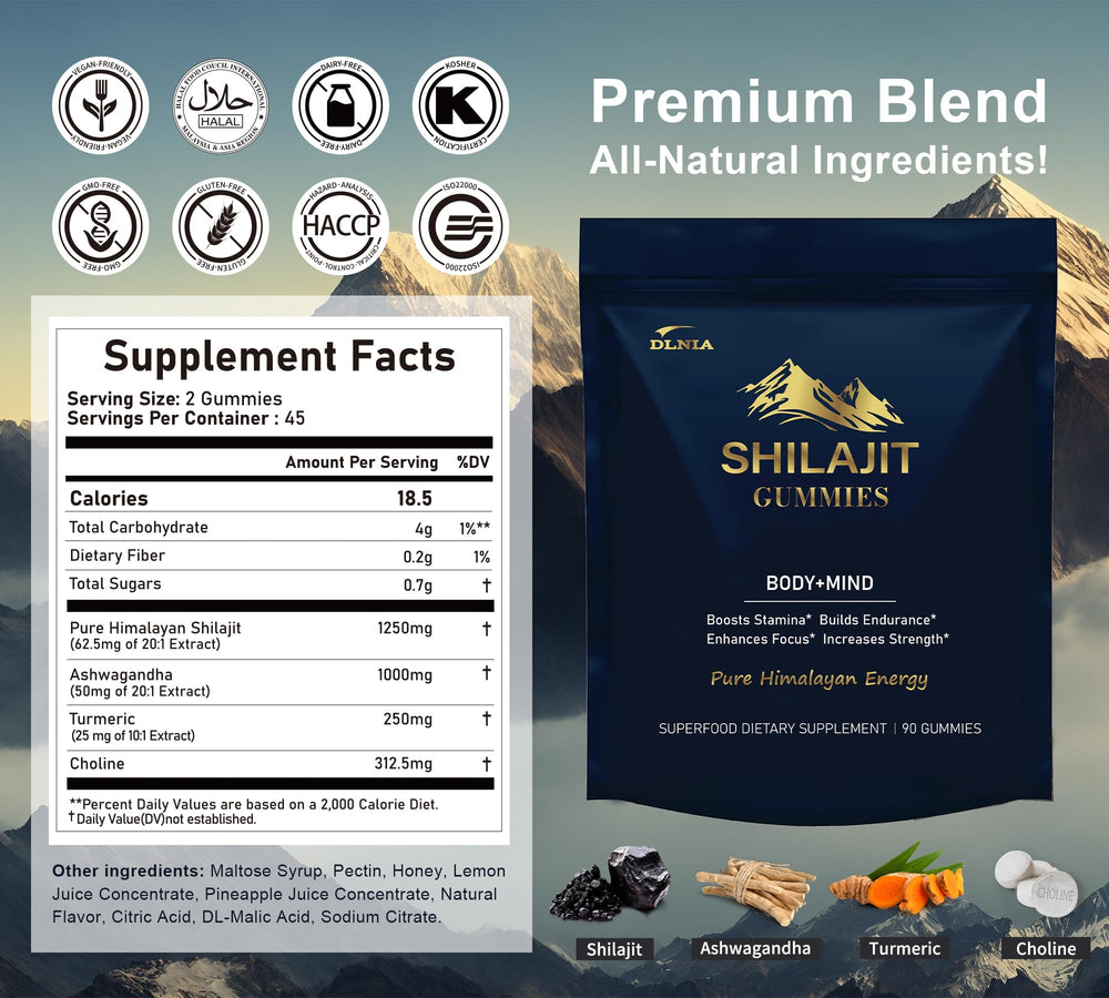 DLNIA Shilajit Gummies in hand for quick daily energy and focus