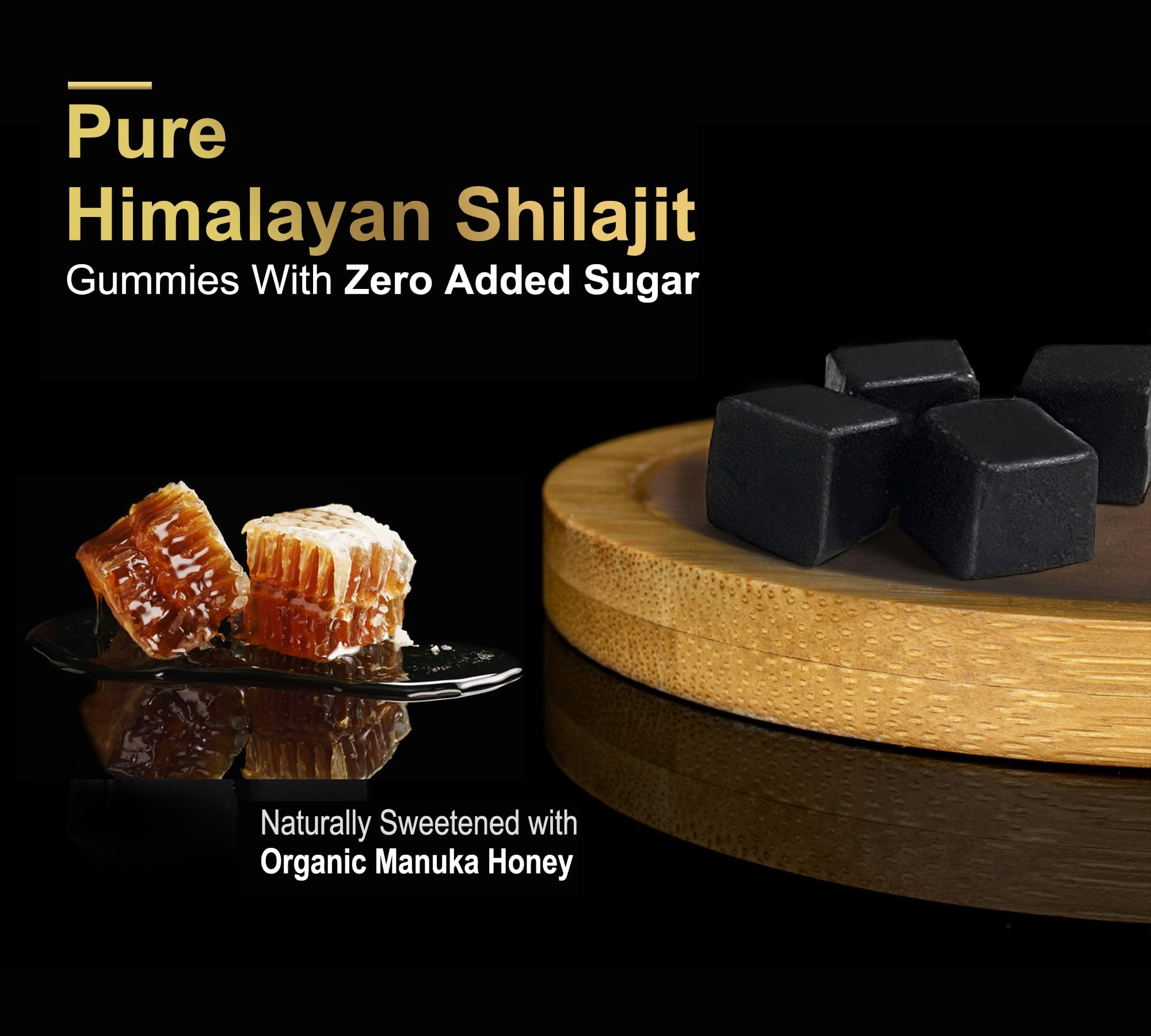 DLNIA Shilajit Gummies packaging box captures premium Himalayan origin and organic quality.