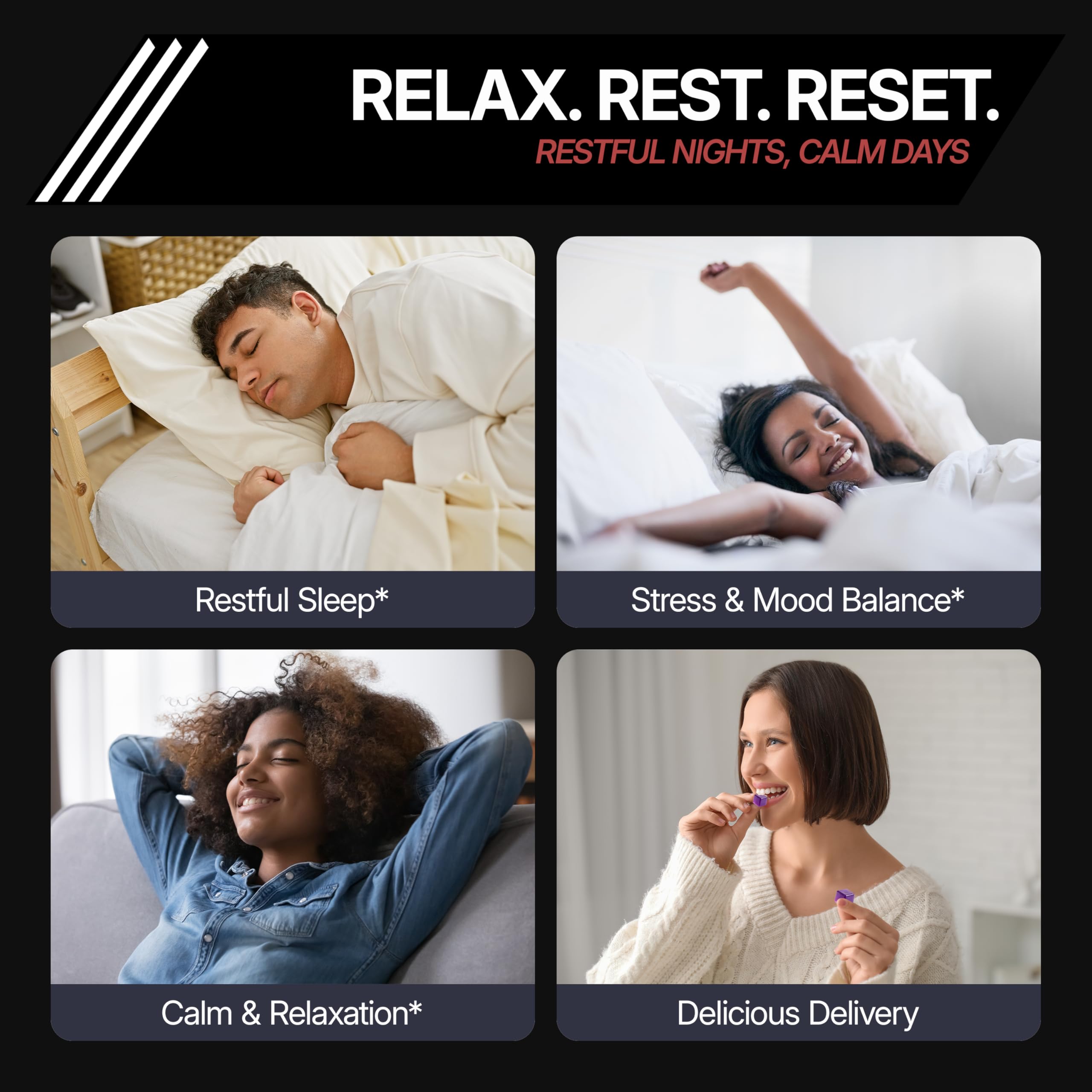DLNIA Super Calm Gummies lifestyle shot demonstrates easy integration into routines.