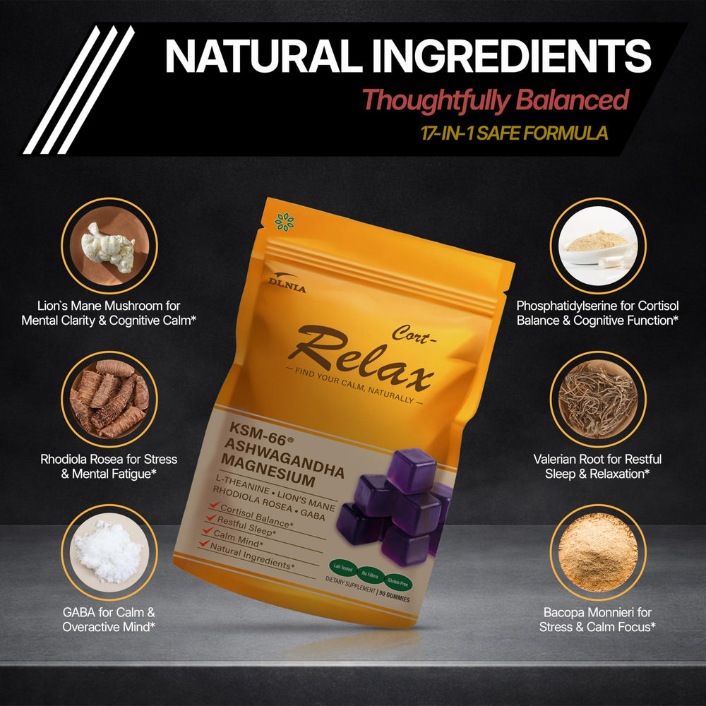 DLNIA Super Calm Gummies serving image suggests a simple, tasty daily ritual.