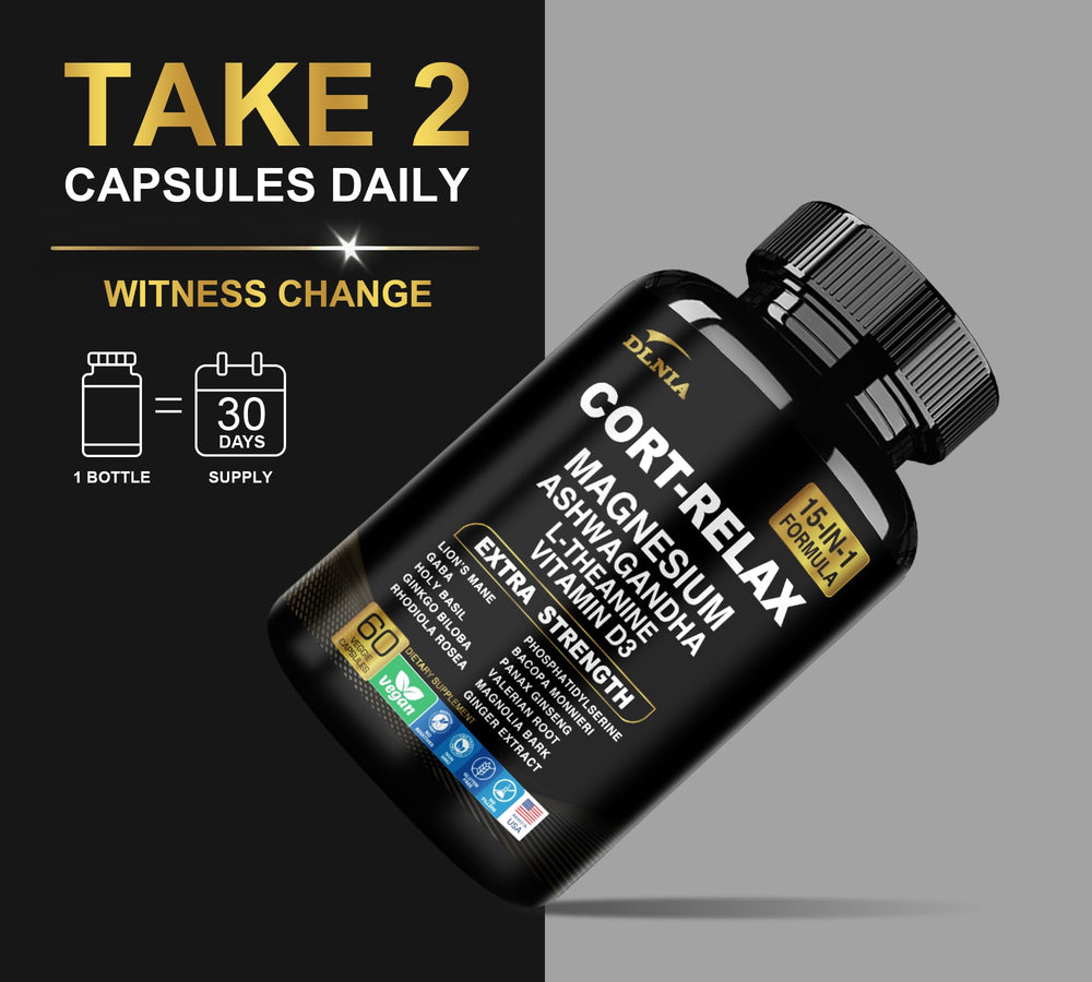DLNIA Super Calm ingredients chart highlights key adaptogens and minerals