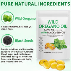 DLOMFVFQ oregano oil with black seed oil capsules close-up for daily wellness.