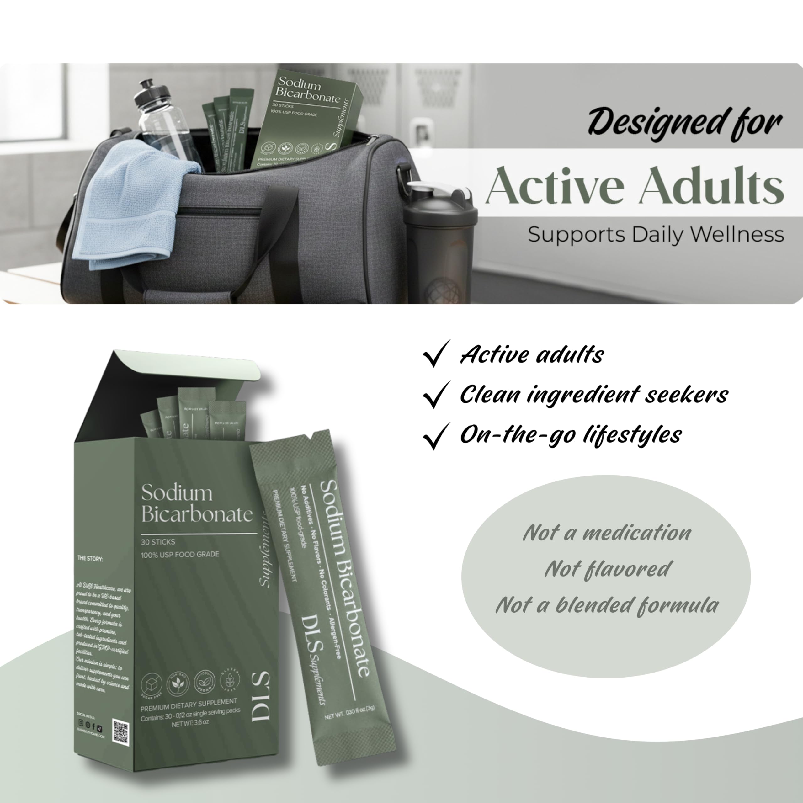 DLS 3 g serving size highlighted on packaging.