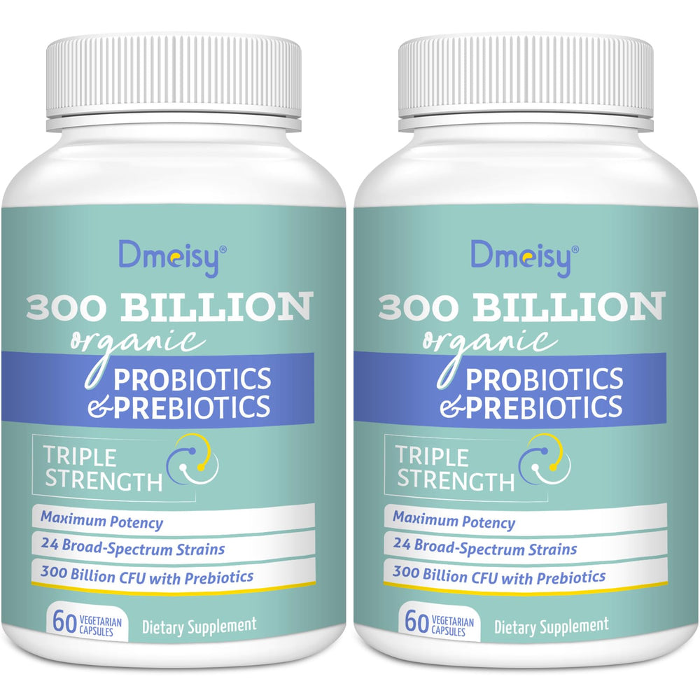 Dmeisy probiotics bottle showing 300B CFU for gut balance and immune support