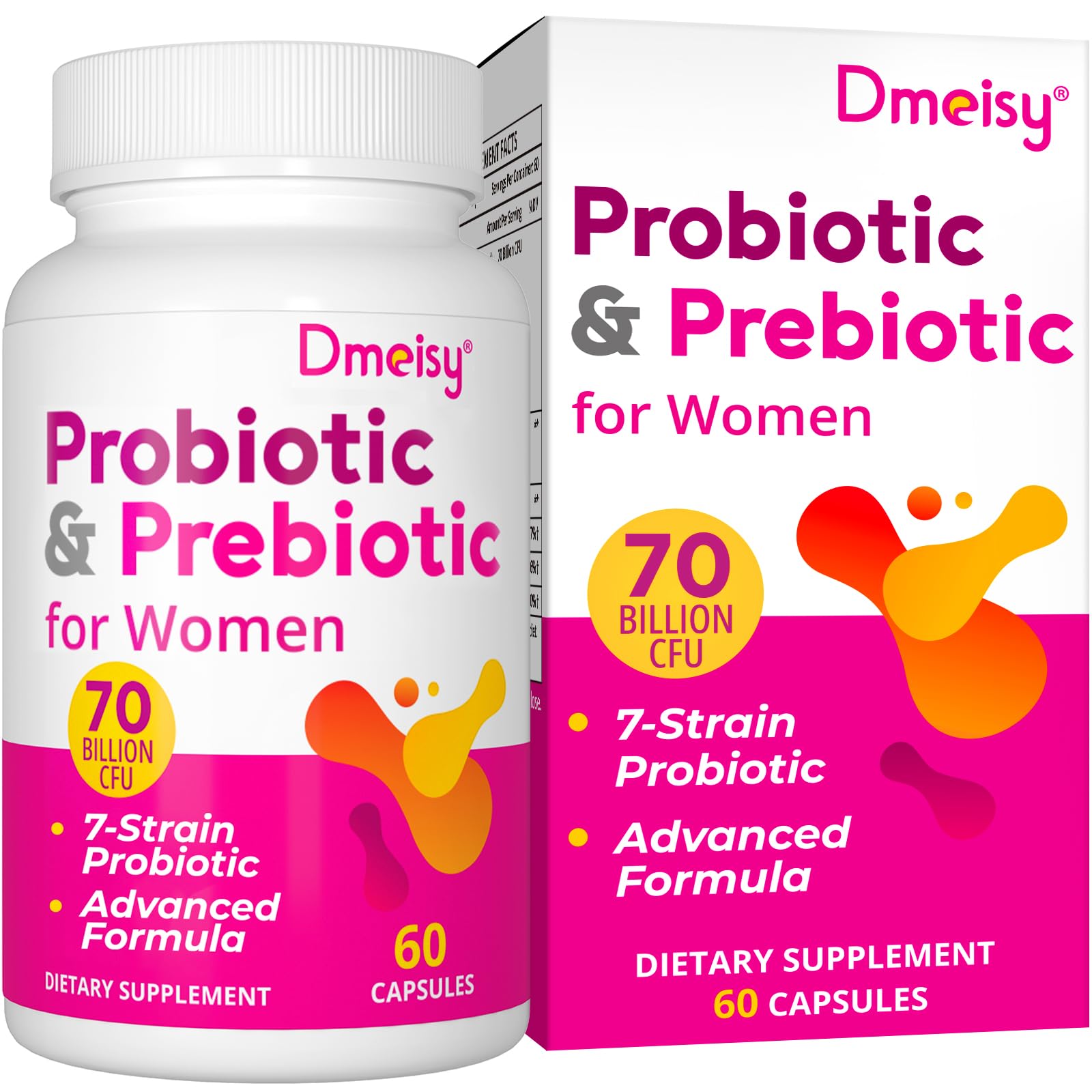 Dmeisy vaginal probiotics bottle front supports daily vaginal and urinary balance