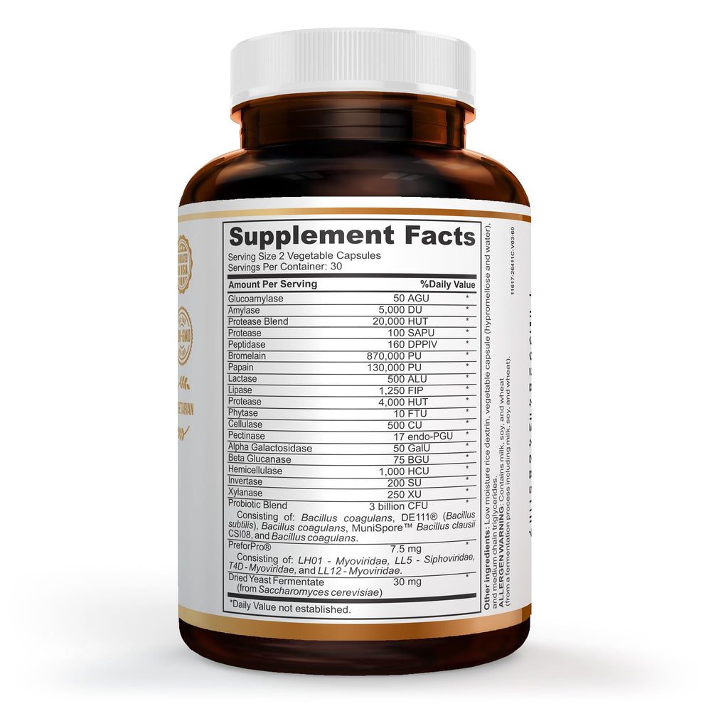 DNA Nutraceuticals GUT GOLD capsules pack highlighting vegetarian, non-GMO formula.