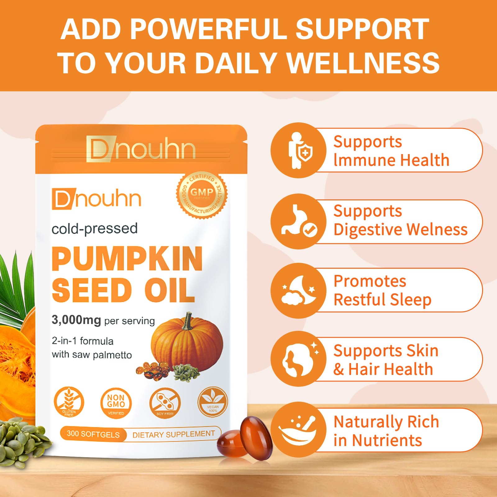 DNOUHN cold-pressed extraction icon signaling purity and nutrient retention.