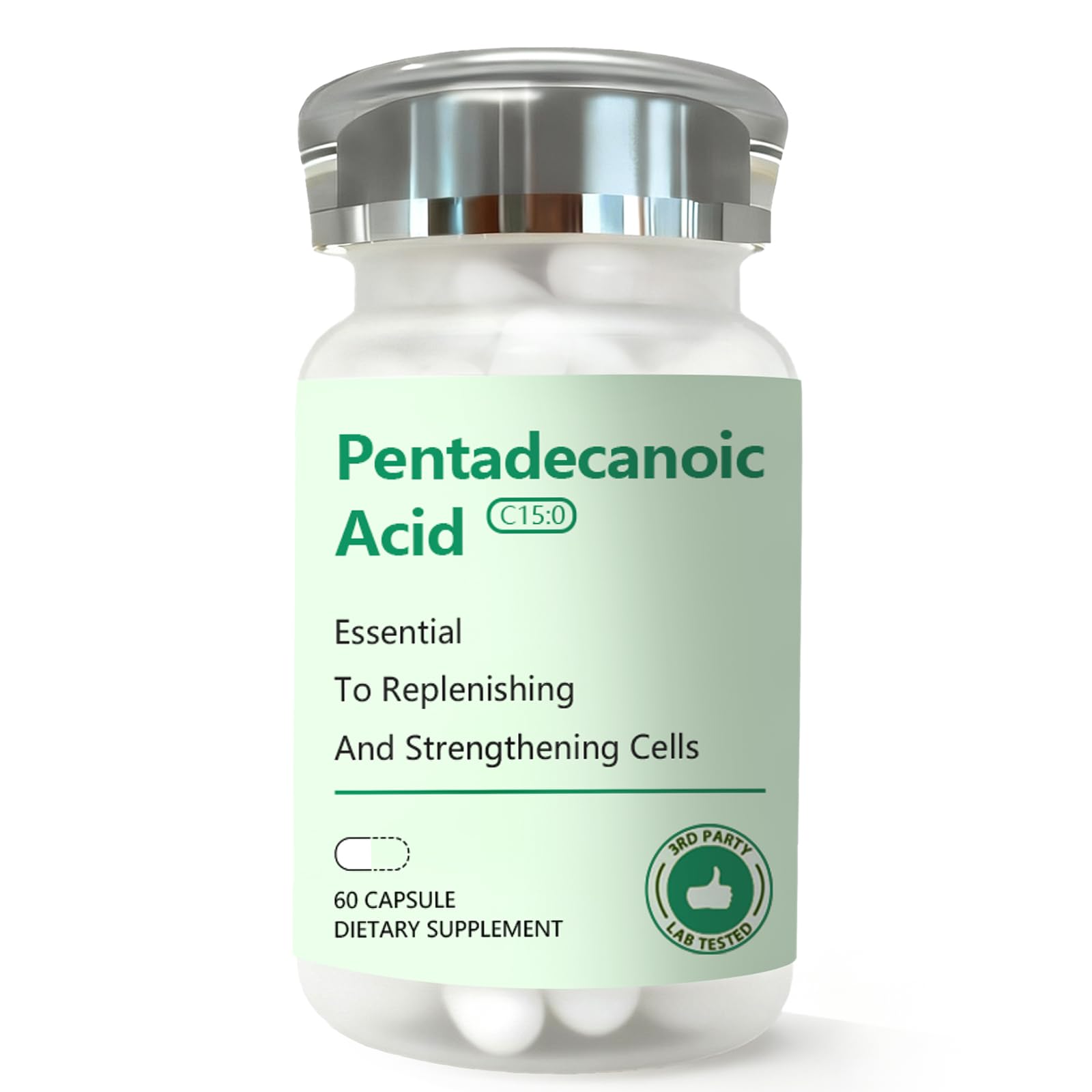 DNOUHN pentadecanoic acid bottle cap close-up for easy daily use