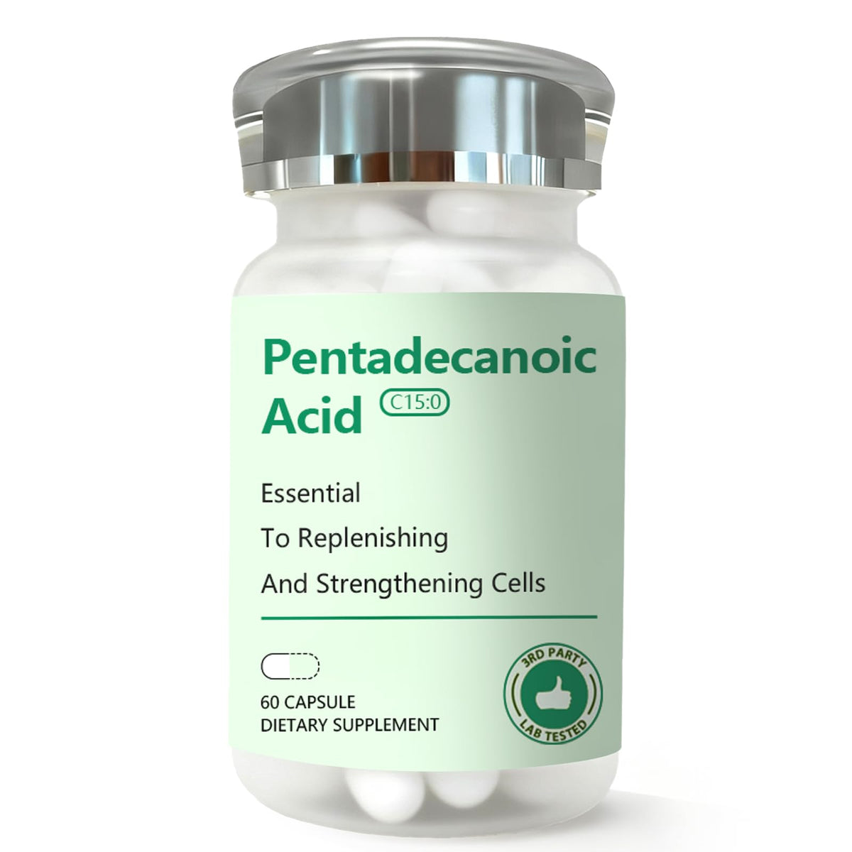 DNOUHN pentadecanoic acid bottle cap close-up for easy daily use