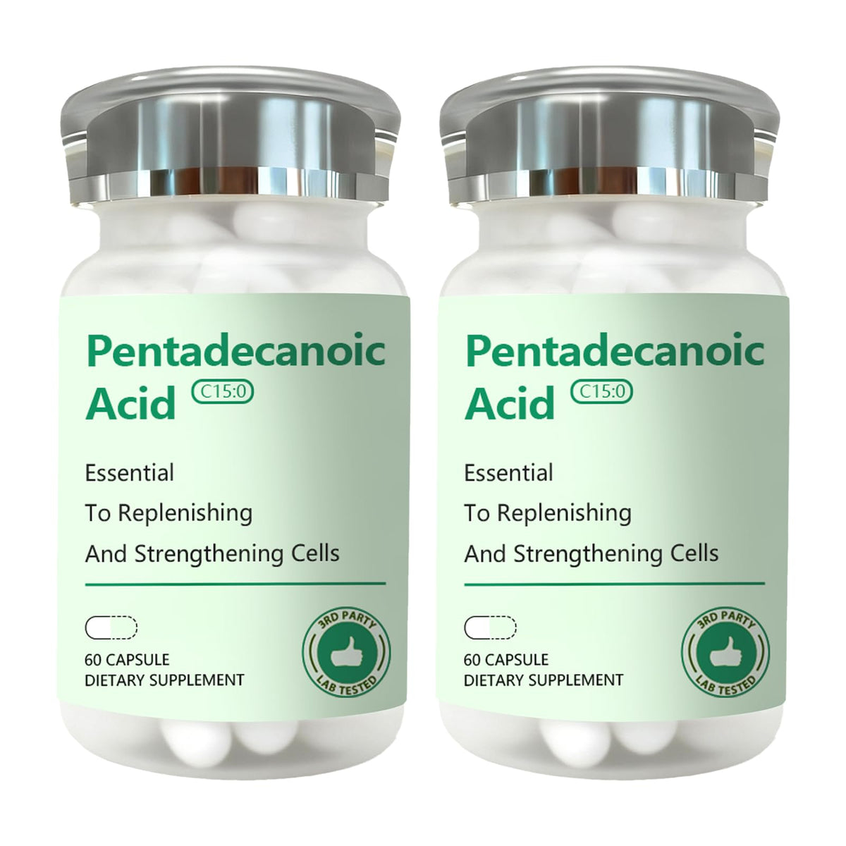DNOUHN pentadecanoic acid bottle pouring for convenient daily support.