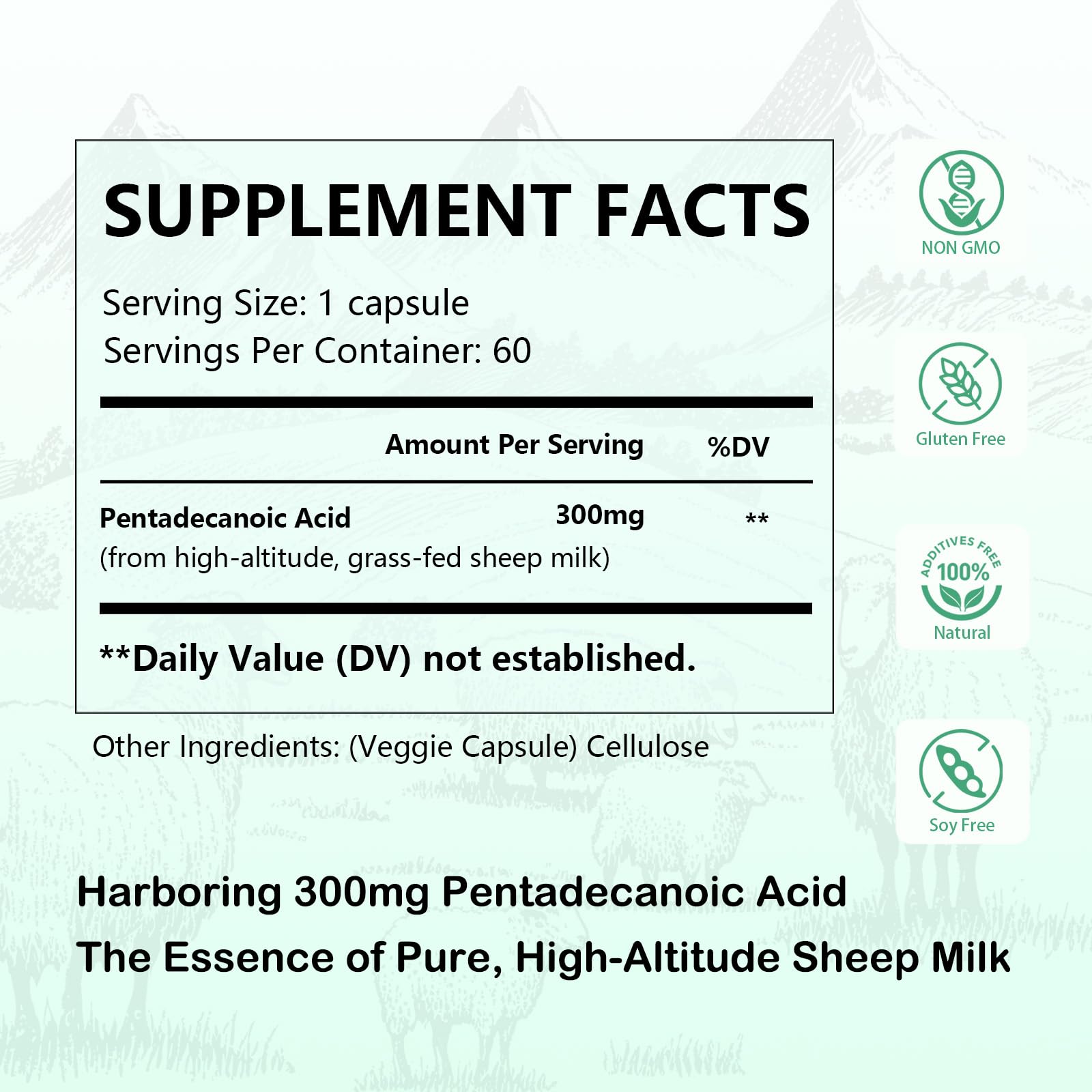 DNOUHN pentadecanoic acid capsules close-up showing pure, potent capsules
