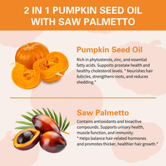DNOUHN label shows pumpkin seed oil and saw palmetto blend for daily health.