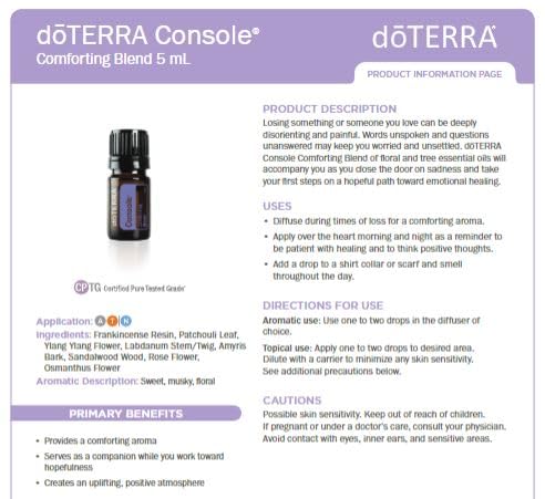 doTERRA Console hand inhale moment for quick calming relief