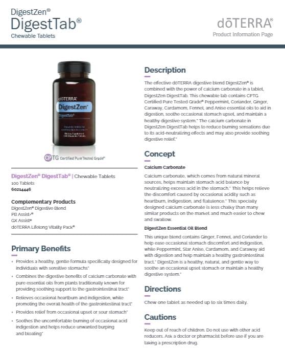 doTERRA DigestTab bottle of chewables for convenient stomach comfort anytime.