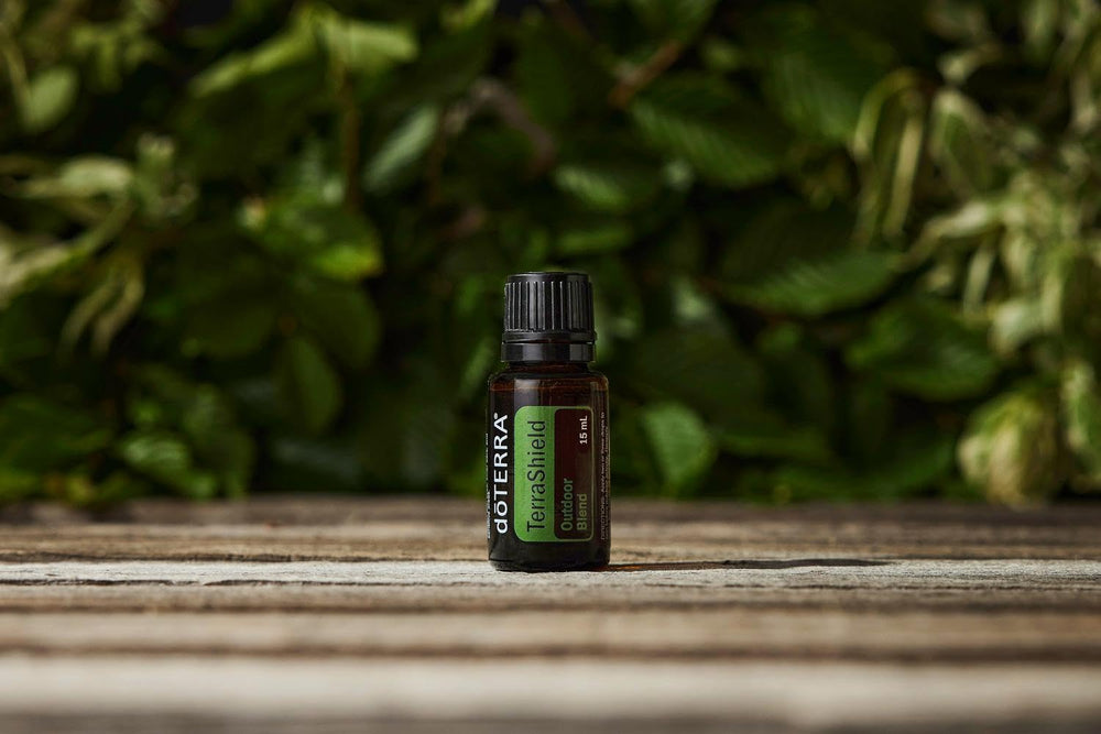 Close-up of doTERRA TerraShield Outdoor Blend cap highlighting a secure seal for travel.