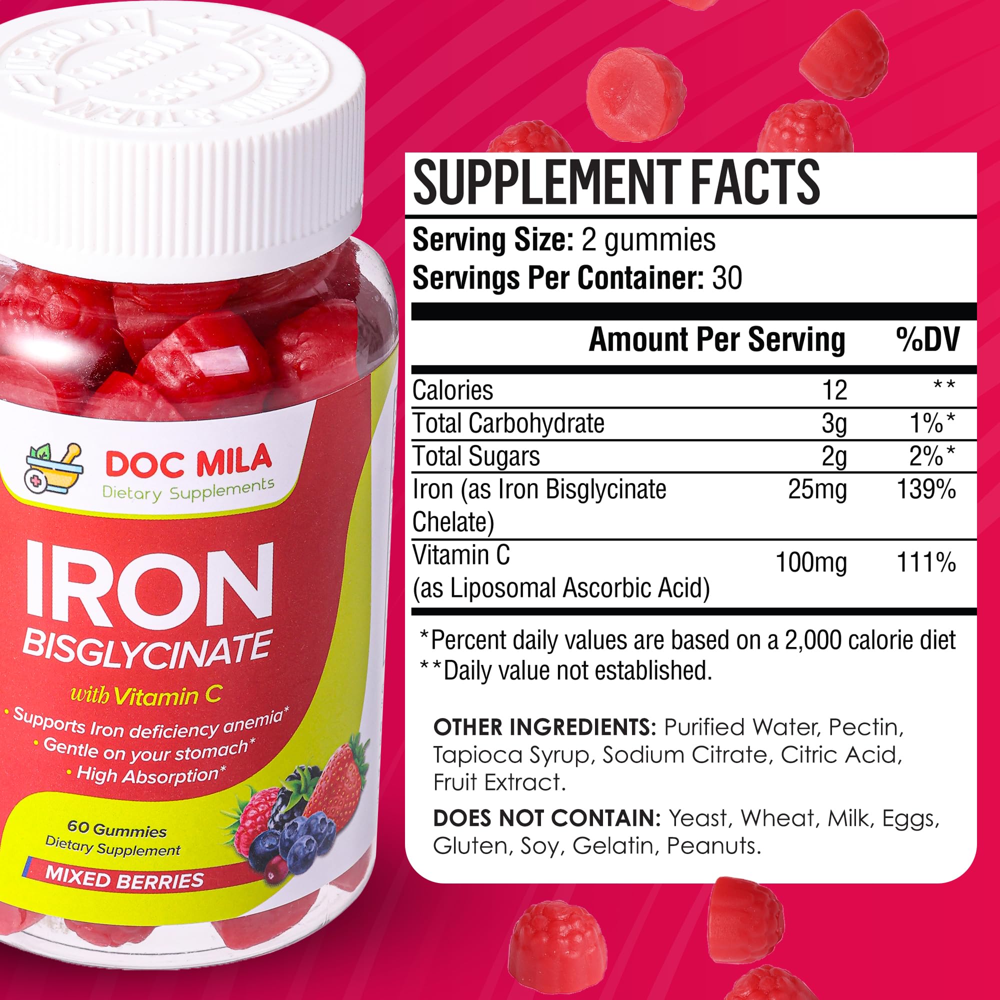 Close-up of Doc Mila Iron Gummies showing chewy texture.