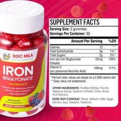 Close-up of Doc Mila Iron Gummies showing chewy texture.