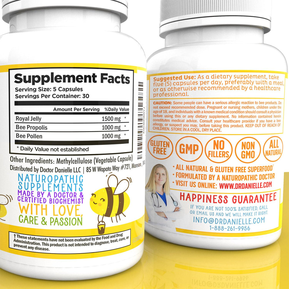 Dr. Danielle Bee Wise label close-up emphasizes purity and quality