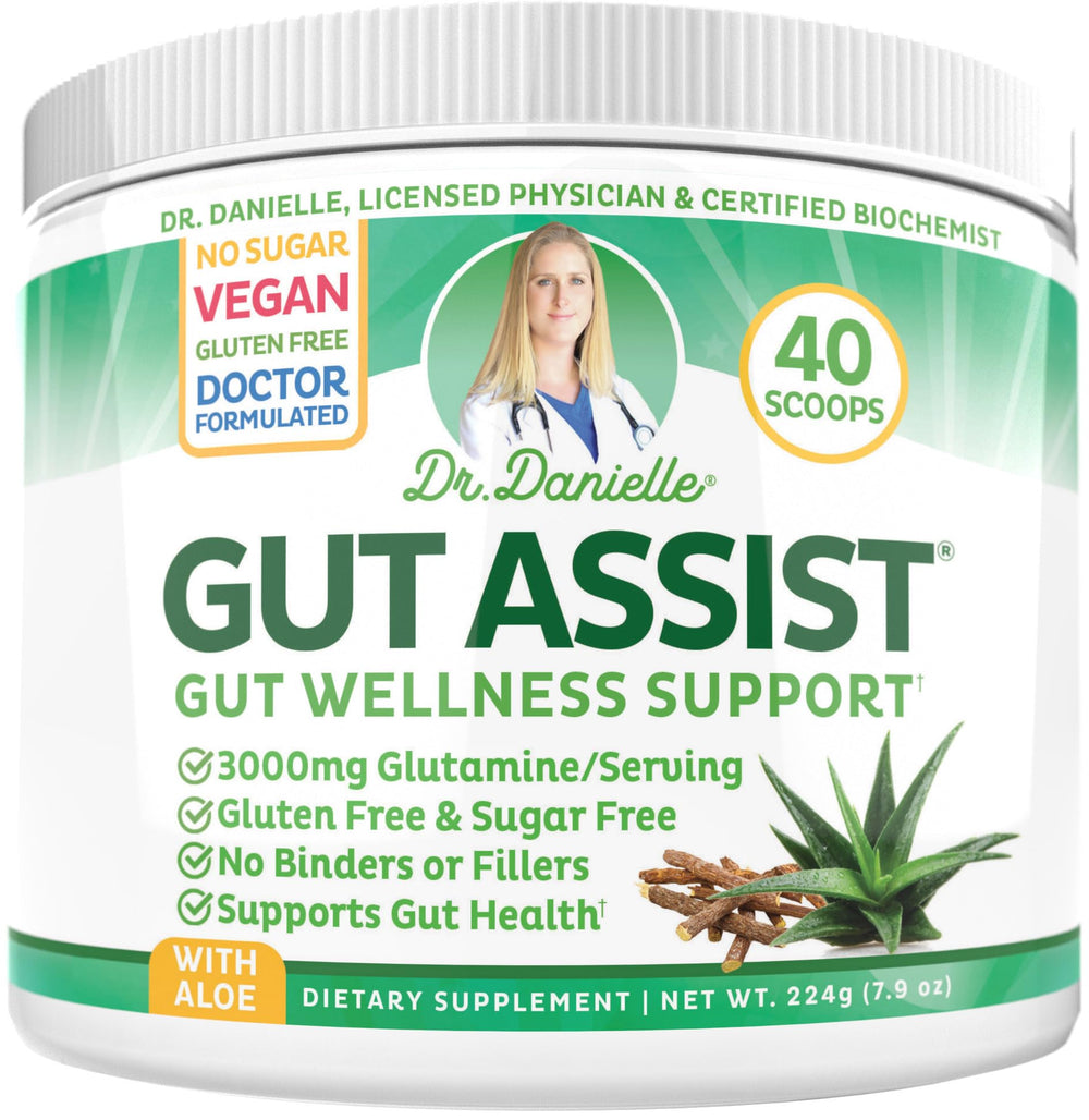 Doctor Danielle Gut Assist bottle close-up for daily gut support.