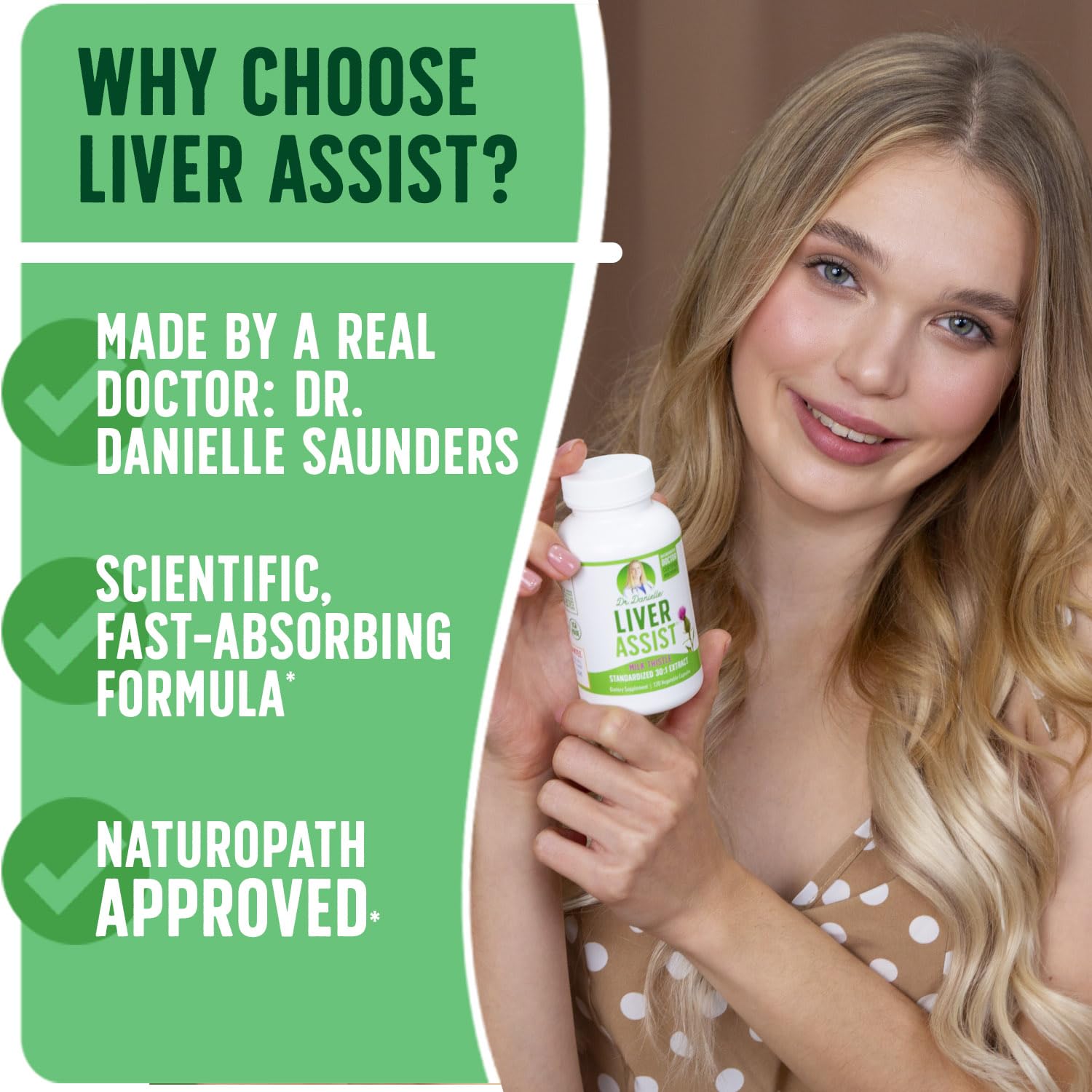 Doctor Danielle Dietary Supplement Label showing ingredients and purpose