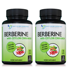 Doctor Recommended Supplements berberine-cinnamon bottle showing 60-day veggie capsule supply