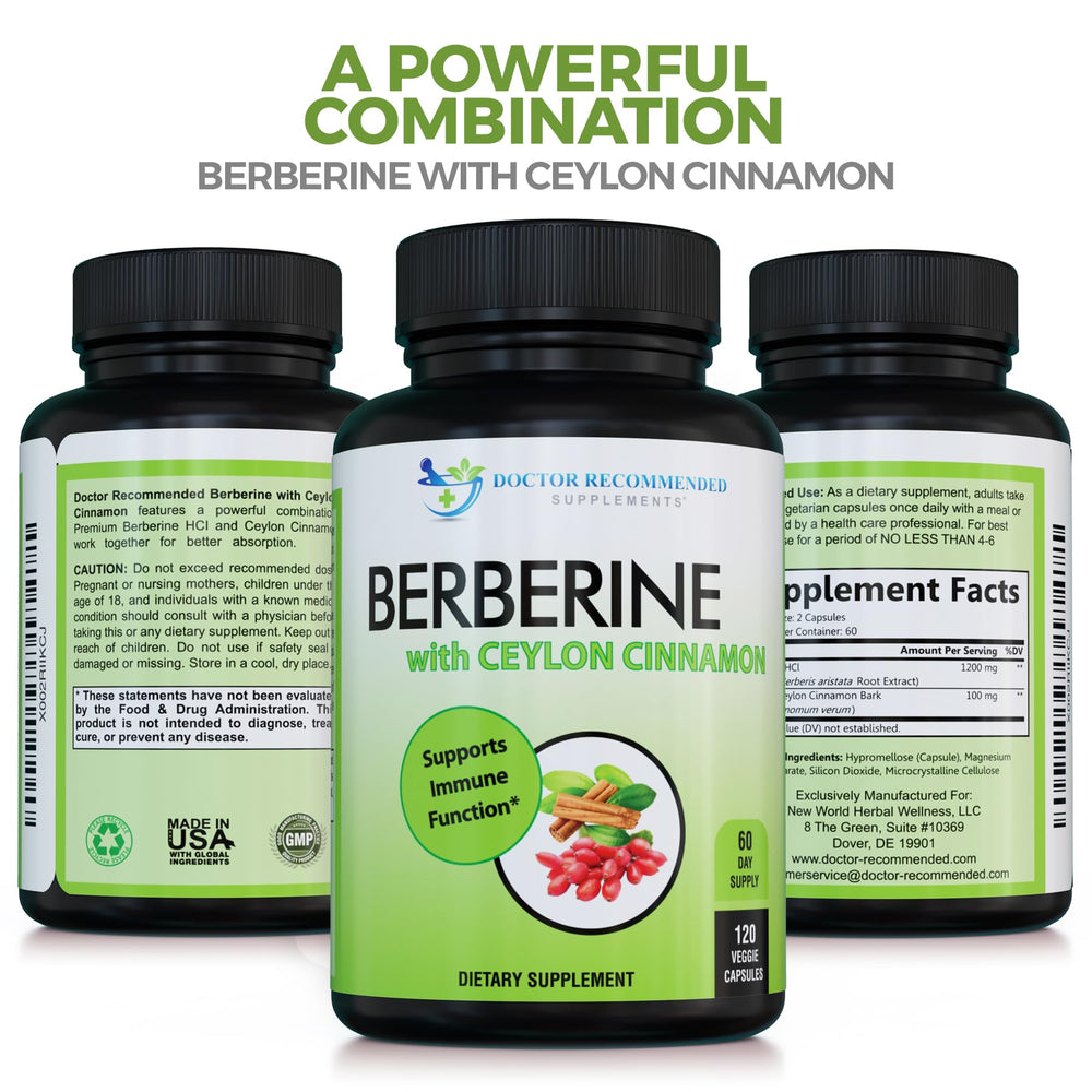 Box packaging of 3-pack Doctor Recommended Supplements Berberine Cinnamon