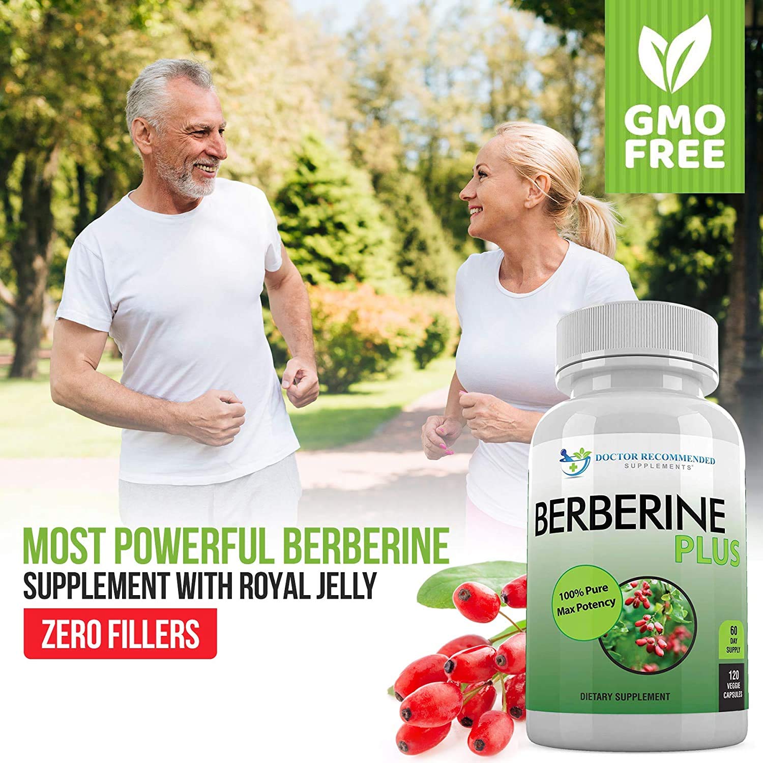 Doctor Recommended Supplements Berberine Plus packing; allergen-free for sensitive diets.