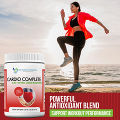 Hawthorn berry imagery with Cardio Complete bottle supporting heart health