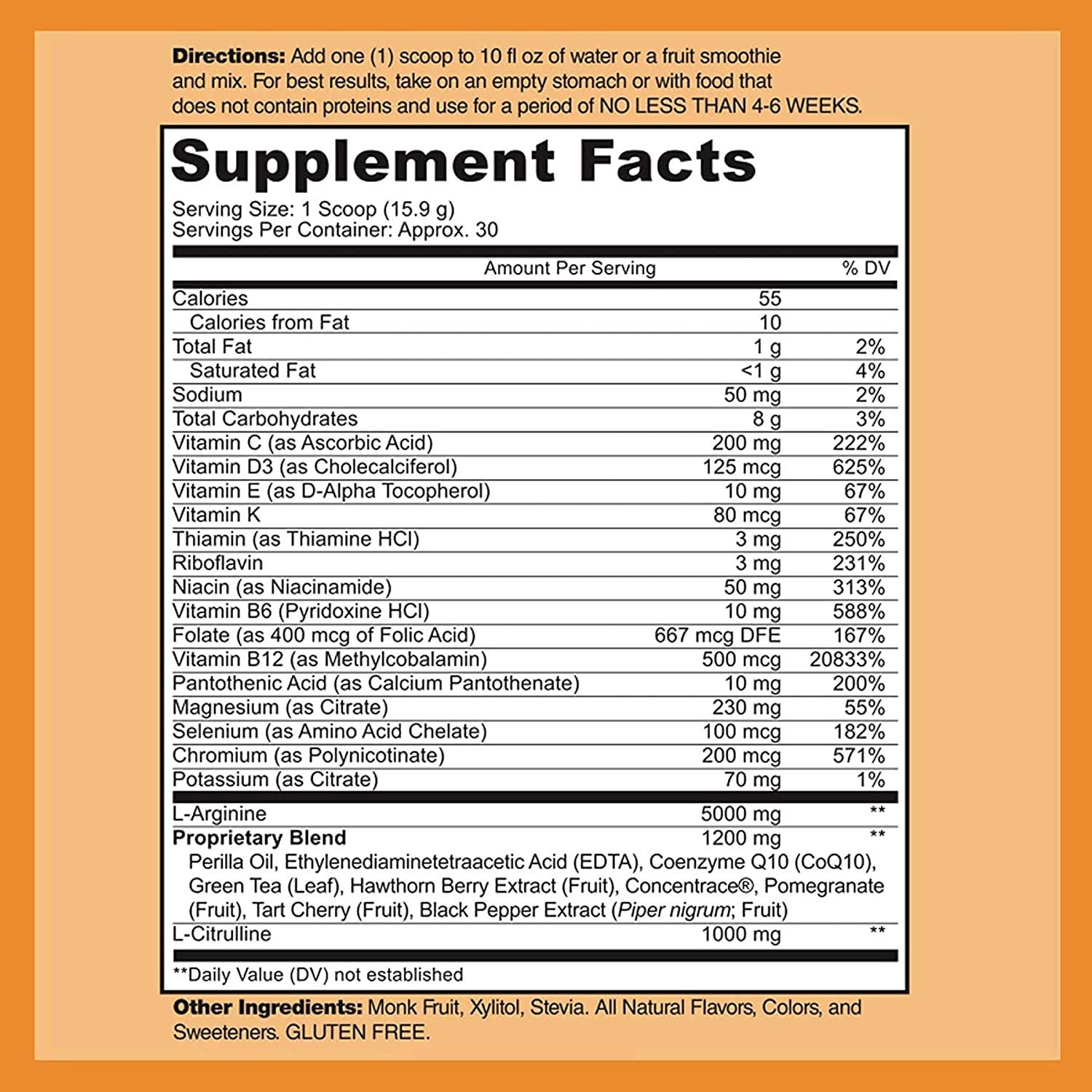 DOCTOR RECOMMENDED SUPPLEMENTS Cardio Heart Health powder scoop with tart cherry flavor for enjoyable daily use.